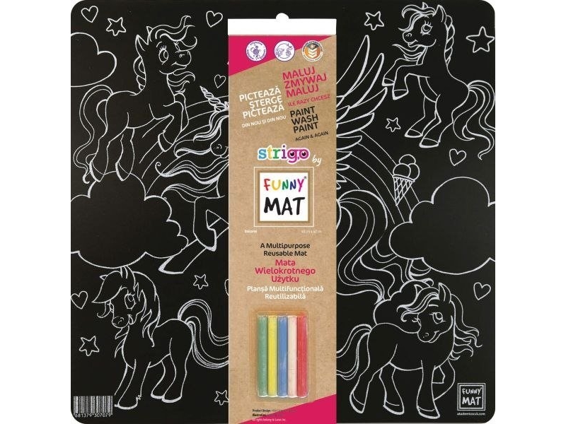FUNNY MAT BLACK COLOUR BOARD 40x40 Unicorns + GRATIS kritor | Möbler - Tillbehör - Skrivbordstillbehör | GameStuff