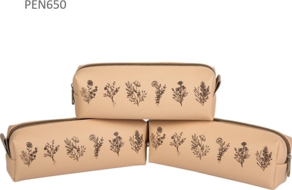 Ein-Fach-Mäppchen Beige Blumen