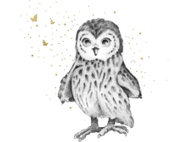 Forgyldt firkantet carnet CL3822_BL Ugle