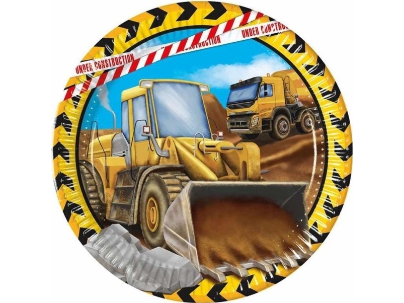Decorata Party Paptallerkner - 8-pak - 23 cm - Construction