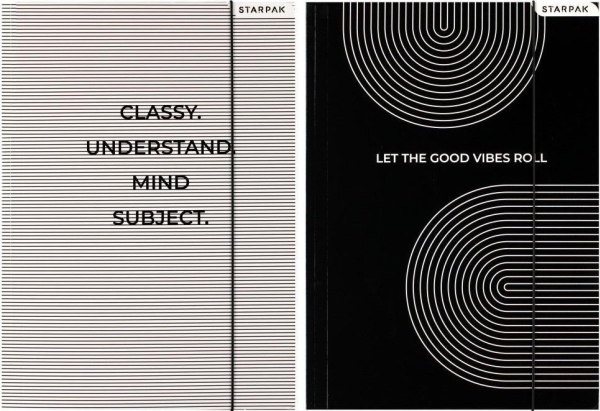 Gummibelagt mappe A4 sort/hvid