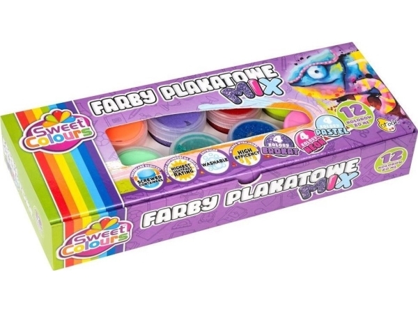 Farverige balloner, plakatmaling, 12 farver