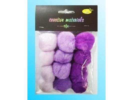 Acrylic pompons purple 40mm 12pcs | Skola & Hobby - Konsthantverk - Tyger och garn | GameStuff
