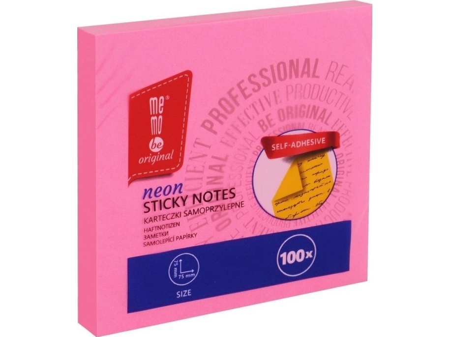 MemoBe självhäftande block 75x75 mm 100K neon | Papper & Emballage - Block & Post-It - Post-it | GameStuff