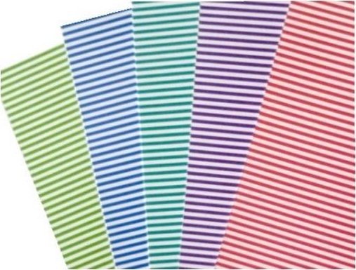 Dobbeltsidet stribet karton 300 g 24x34 cm 5 ark MIX