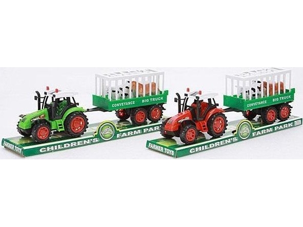 Traktor Mit Anhänger Und Tieren