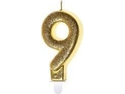 Inspiruj fødselsdagslys 9, guldbelagt glitter