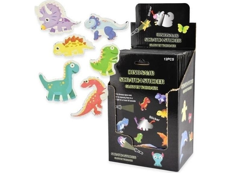 Skrabe-klistermærker, der lyser i mørket Dinosaurer