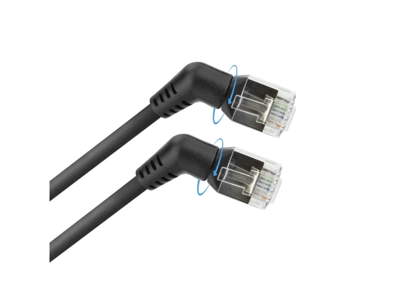 Act Black 1.5 Meters U/Ftp Cat6a Slimline Patch Cable With Angled 360? Rotatable Rj45 Connectors (Dd1951)