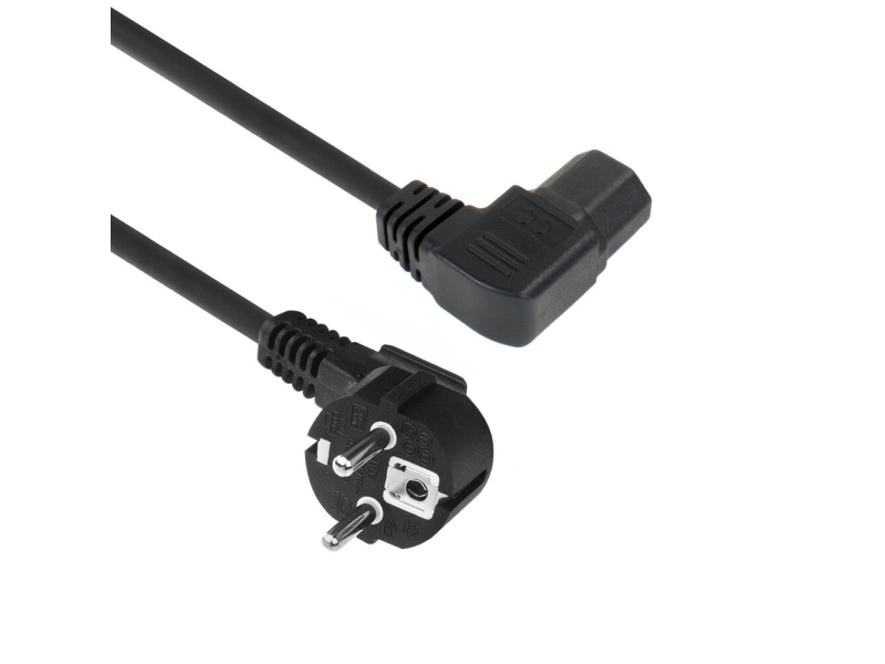 Act Netkabel/Strømforbinder Schuko Cee 7/7 Han (Vinklet) - C15 (Vinklet Venstre) Iec 60320 Sort 2 M (Ak5348)