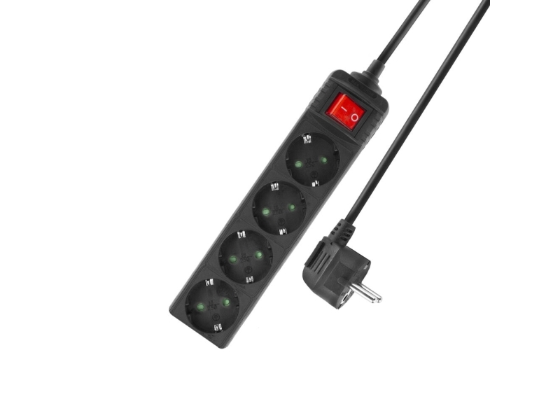Act Ac2440 Forlængerkabel 2 M 4 Ac Udtag Indendørs Sort Ac2440