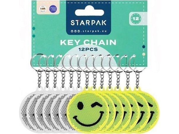 Starpak reflekterende nøglering 7 cm Emot (12 stk)