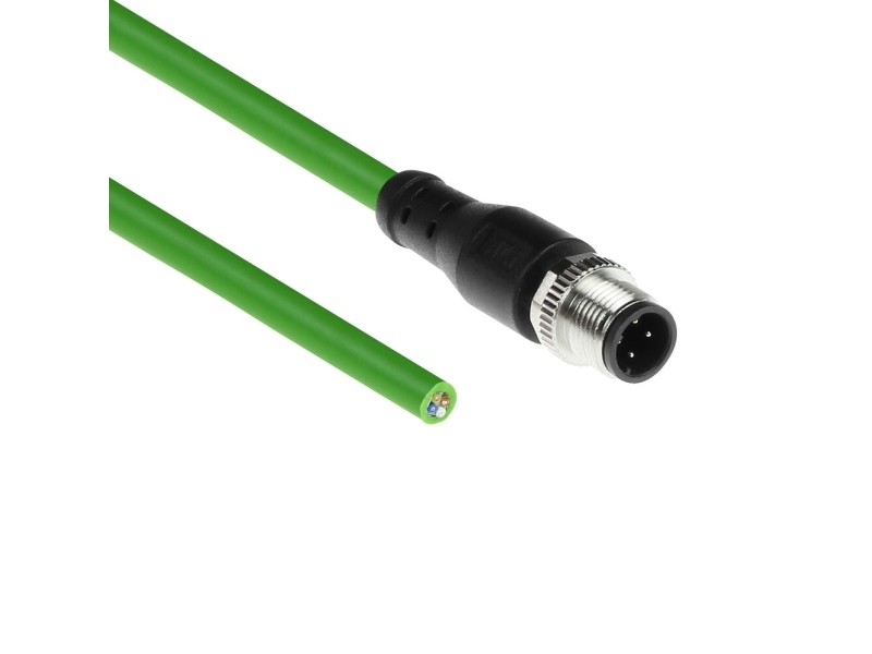 Act Industrial 3.00 Meters Sensor Cable M12d 4-Pin Male To Open End, Superflex Xtreme Tpe Cable, Shielded (Sc4441)