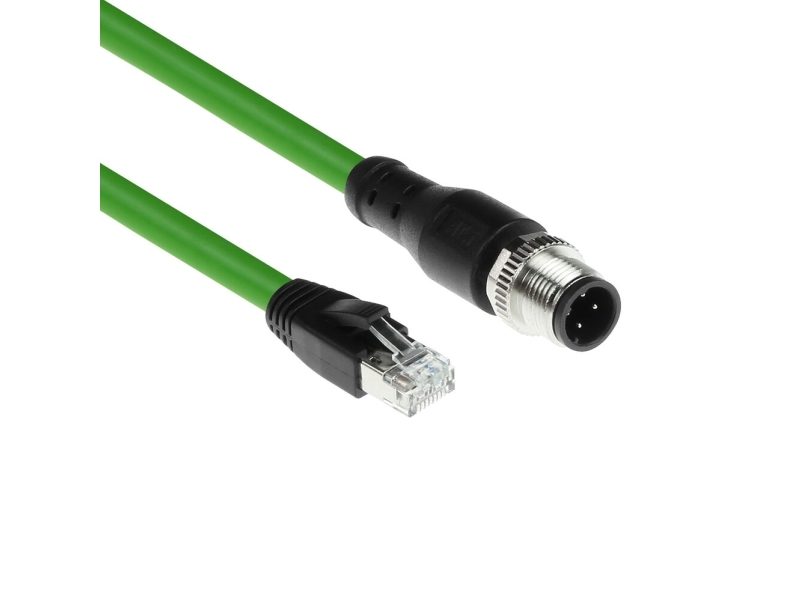 Act Industrial 3.00 Meters Sensor Cable M12d 8-Pin Male Right Angled To Rj45 Male, Superflex Xtreme Tpe Cable, Shielded (Sc4407)