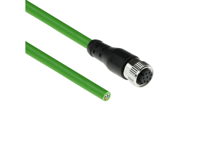 Act Industrial 3.00 Meters Sensor Cable M12a 8-Pin Female To Open End, Ultraflex Tpe Cable, Shielded (Sc3808)