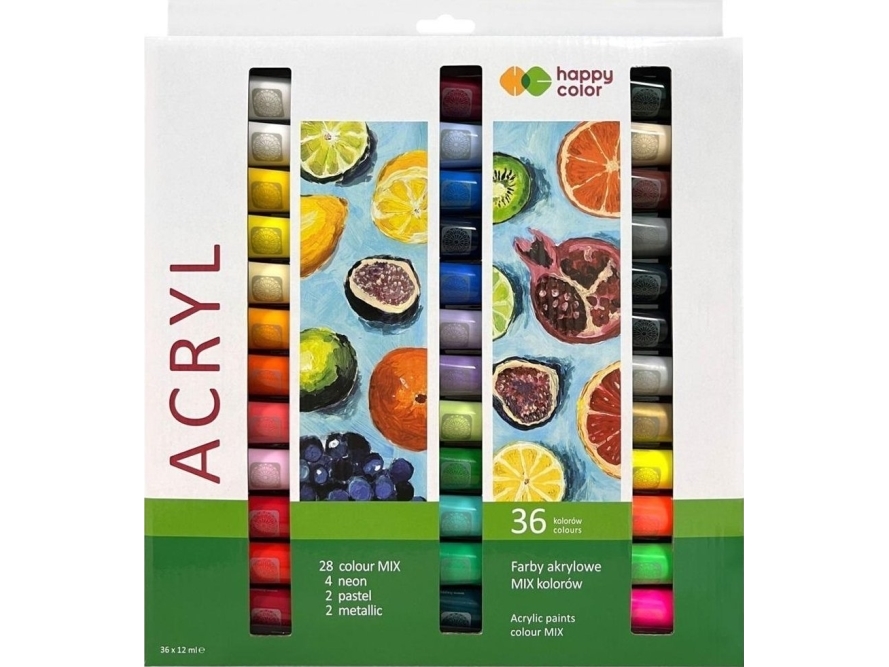 GDD akrylmaling 12 ml (36 farver) HAPPY COLOR