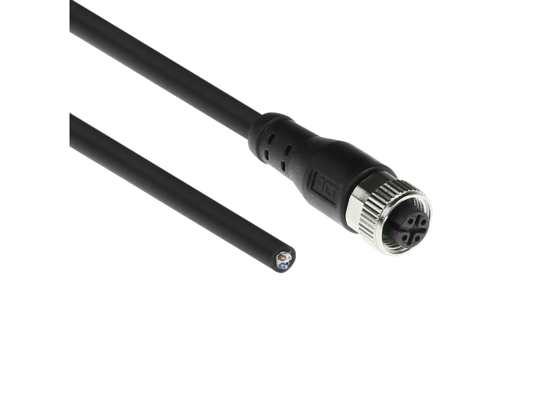 Act Industrial 5.00 Meters Sensor Cable M12a 4-Pin Female To Open End Superflex Xtreme Tpe Cable, Shielded (Sc3409)