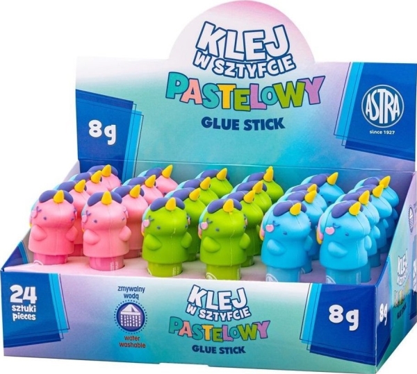 Limstift 8 g med 3D enhjørning overlays (24 stk)