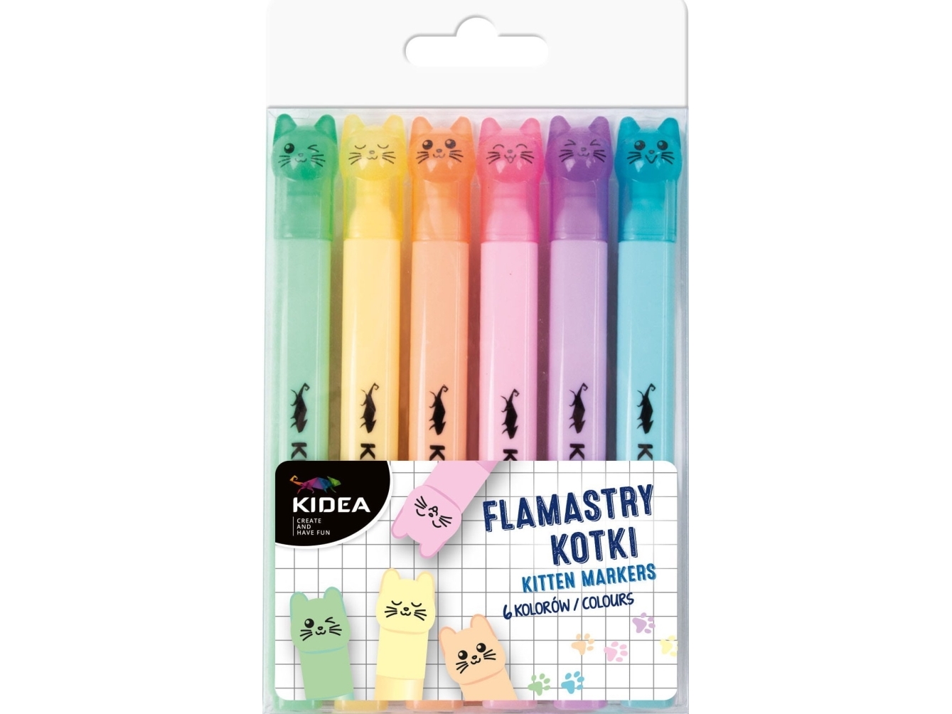 Pennor 6 färger KIDEA katter | Skola & Hobby - Solida färger - Färgkritonger för skolanvändning | GameStuff