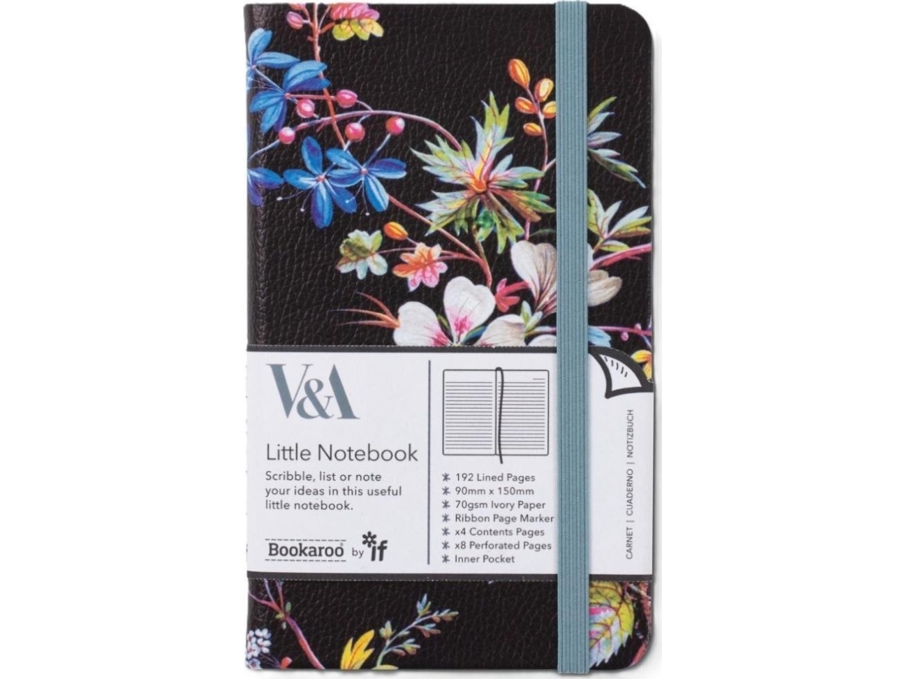 Bookaroo Notebook Journal A6 Kilburn Black Floral