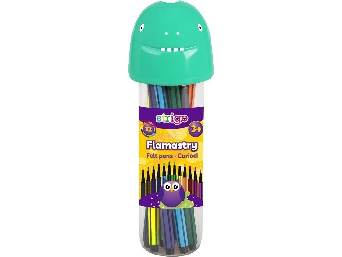 Dinosauriemarkörer 12 färger STRIGO | Papper & Emballage - Märkning - Visitkort | GameStuff
