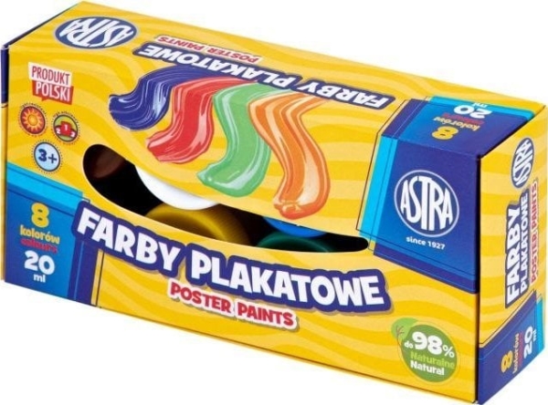 Astra plakatfarver 8 kol x 20 ml STANDARD BOX