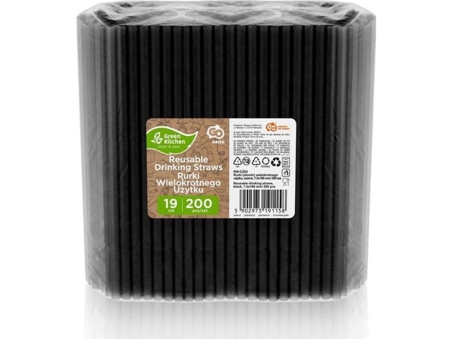 Reusable straws black 200pcs