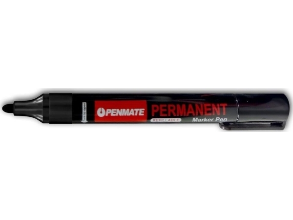 Rund Permanent Tusch Sort (12 Stk)Penmate