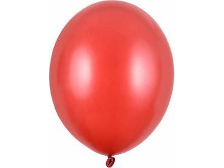 Stærke Metallic Blomster-Røde Balloner 30 Cm (10 Stk.)