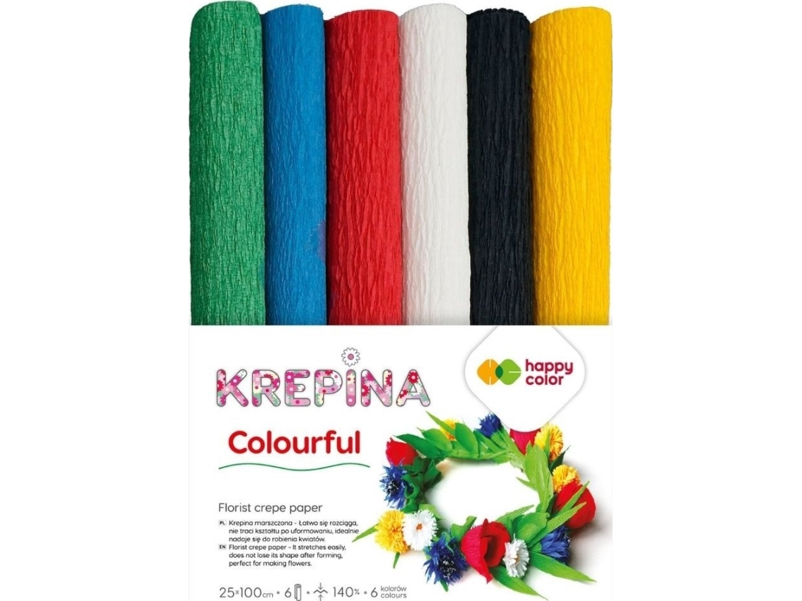 Krepppapier Geknittert 25X100 Cm Mix Bunte Farben (6 Farben)
