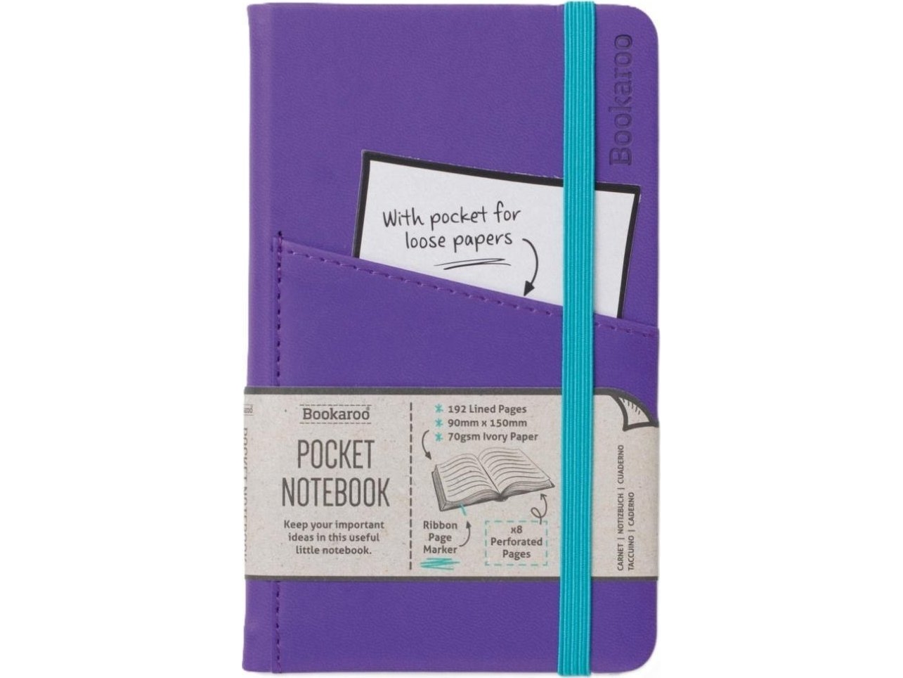 Bookaroo Journal Pocket A6 notesbog - lilla