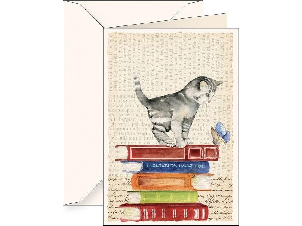 B6 notesbog + kuvert 6120 Cat and books