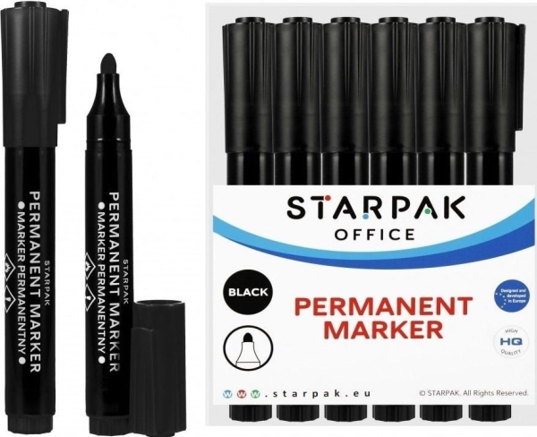 Permanent Marker Rund Schwarz A 12 Starpak 524583
