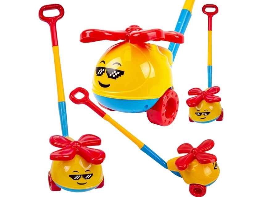 Push Pusher Stick Helikopter Färgglad hjulförsedd helikopter för barn | Leksaker - Bilar och andra fordon - Flyg och helikoptrar | GameStuff