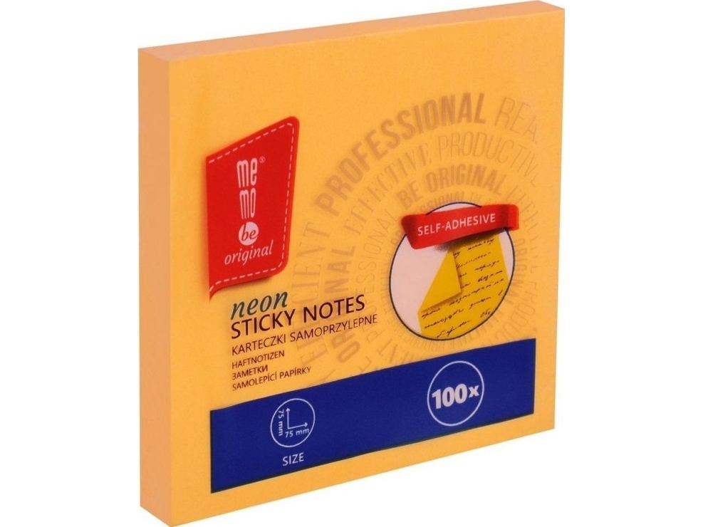 Klæbepude 75x75mm 100K neon MemoBe