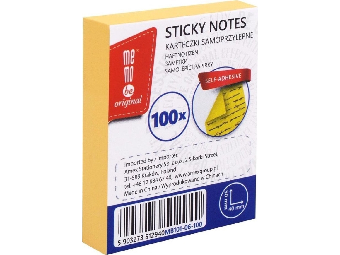 Klæbepude 40x50mm 100K gul MemoBe