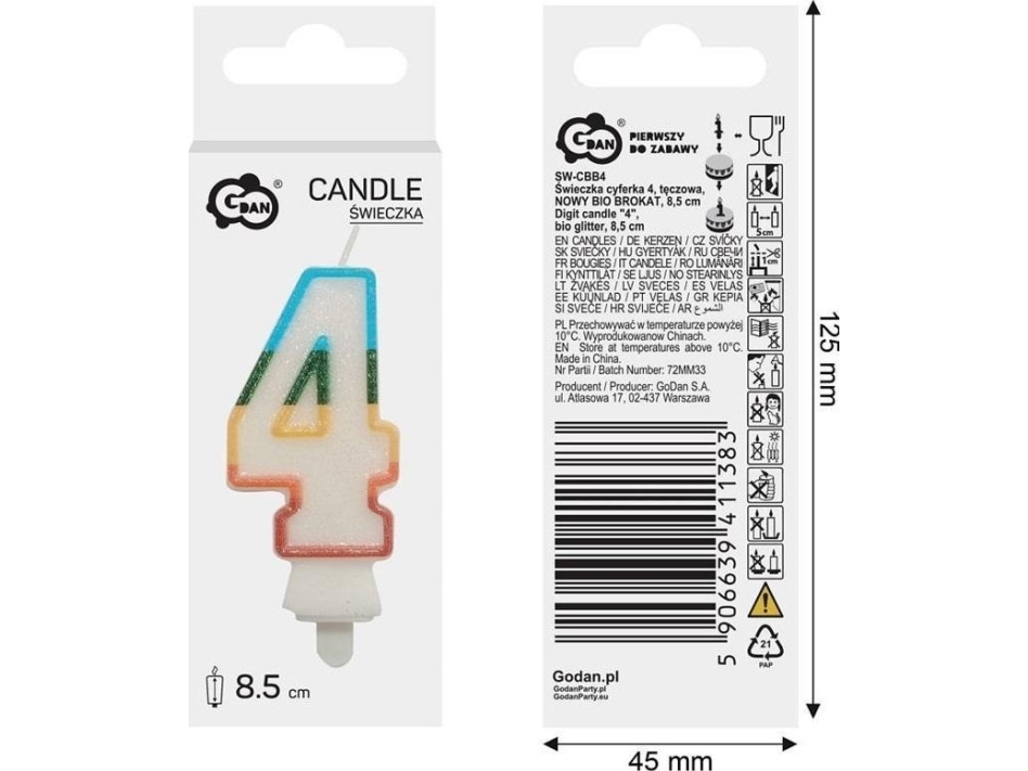 Nummer 4 regnbuelys 8,5 cm