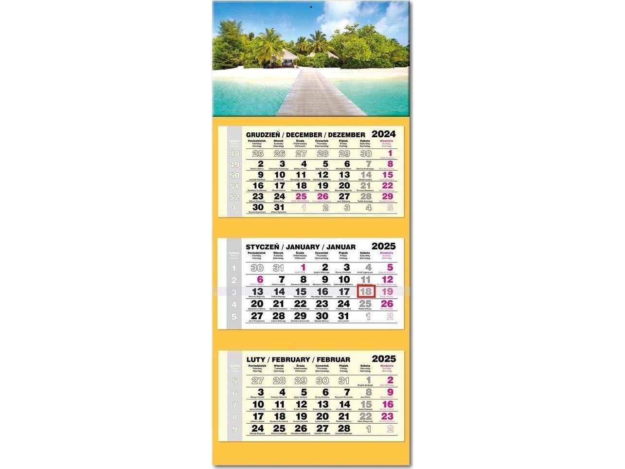 Kalender 2025 Tri Fold Lux Konveks Maldiverne