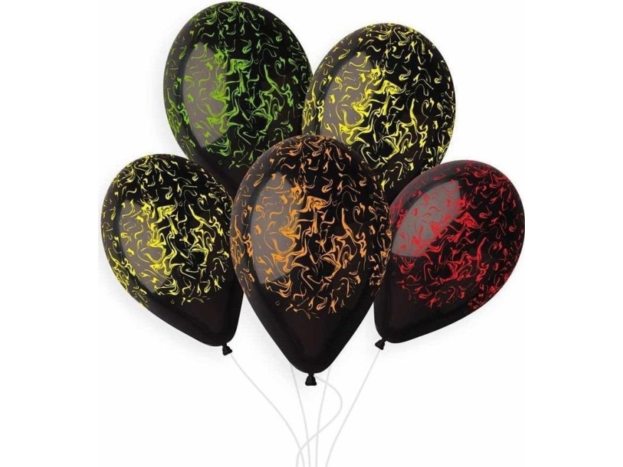 Premium Hel Marble Balloons Black 33Cm 5Pcs
