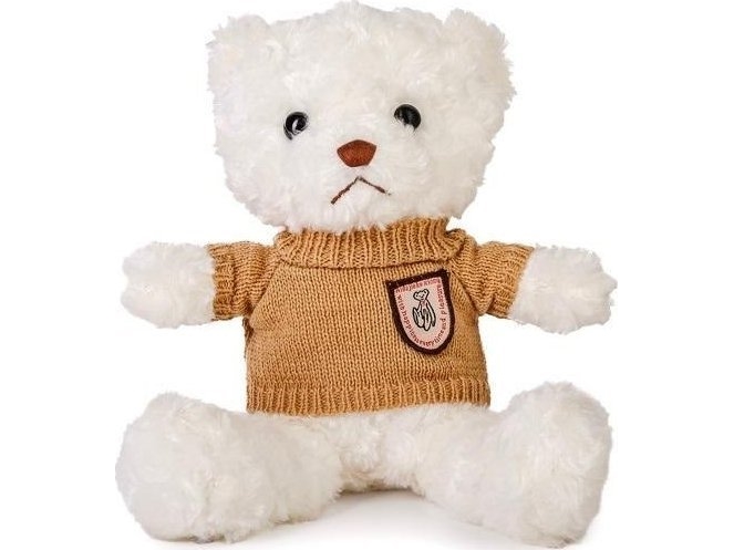 Hvid Bamse, 22 Cm, I Trøje, Latte
