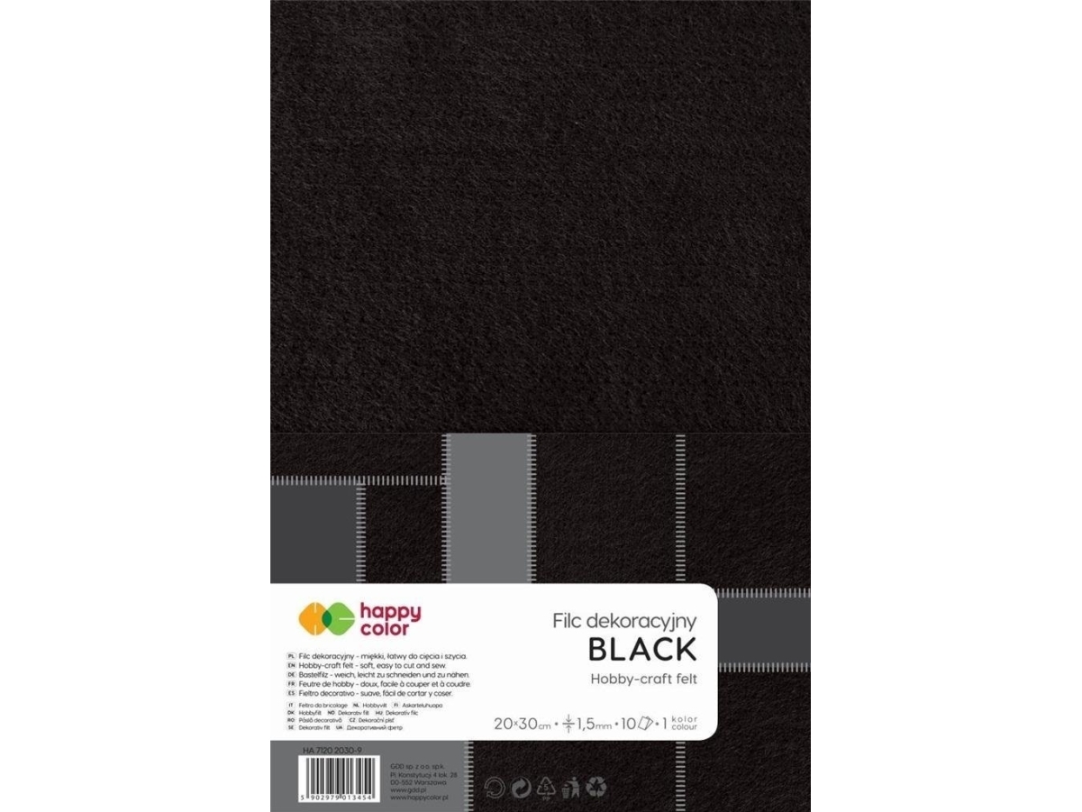 Decorative Felt Black 5Pcs Happy Color