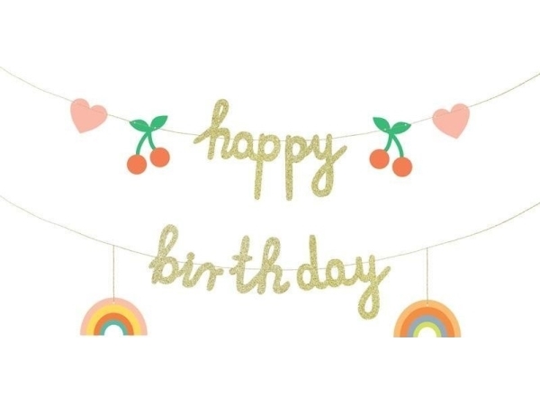Happy Birthday pappersbanner 100x18 cm | Skola & Hobby - Festdekorera - Presentinslagning | GameStuff