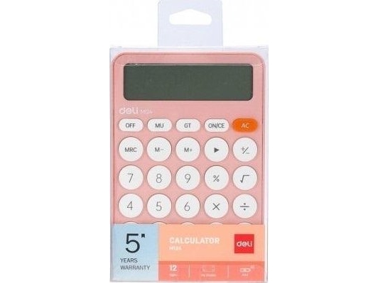 Kontorsräknare M124 rosa DELI | Kontorsmaskiner - Räknare - Skrivbordsräknare | GameStuff