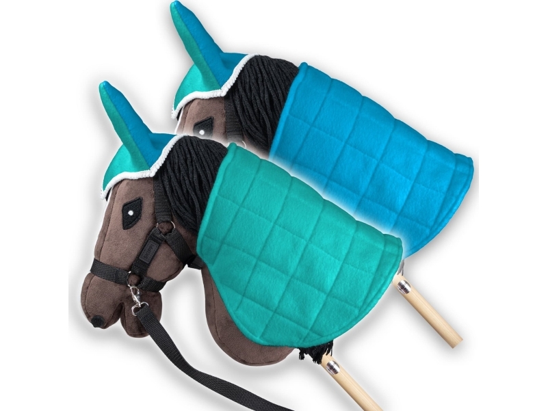 Froster Skippi kaksipuolinen matto ja korvalappu harrastushevoselle - sininen - vihreä