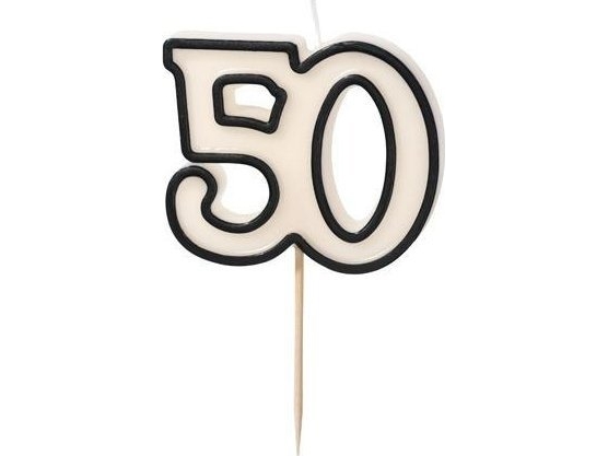 Födelsedagsljus 50 vita och svarta 5,5 cm | Skola & Hobby - Festdekorera - Tårtljus | GameStuff