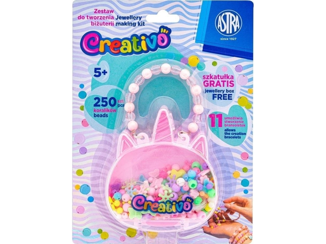 Enhörningspärlor set 250 st + 2 m gummiband ASTRA | Papper & Emballage - Förpackning - Garn & Resårer | GameStuff