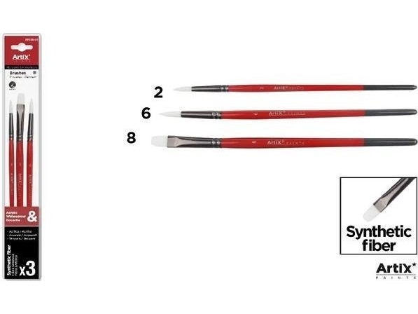 Hulu Brushes syntetiske bløde pensler, 3 stk