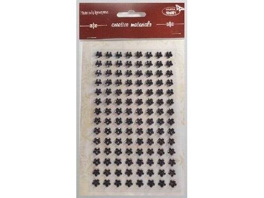 Stiker Med Krystaller Blomster Sort 8Mm 112Stk