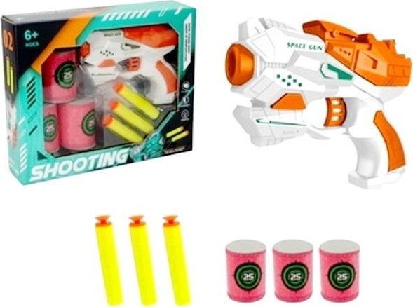 Pistol med skumkugler og dåser