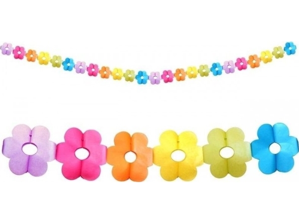 Papier-Girlande Bunte Blumen